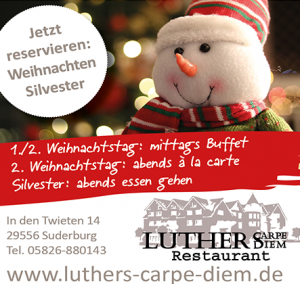 Weihnachten und Silvester im Luther`s Carpe Diem